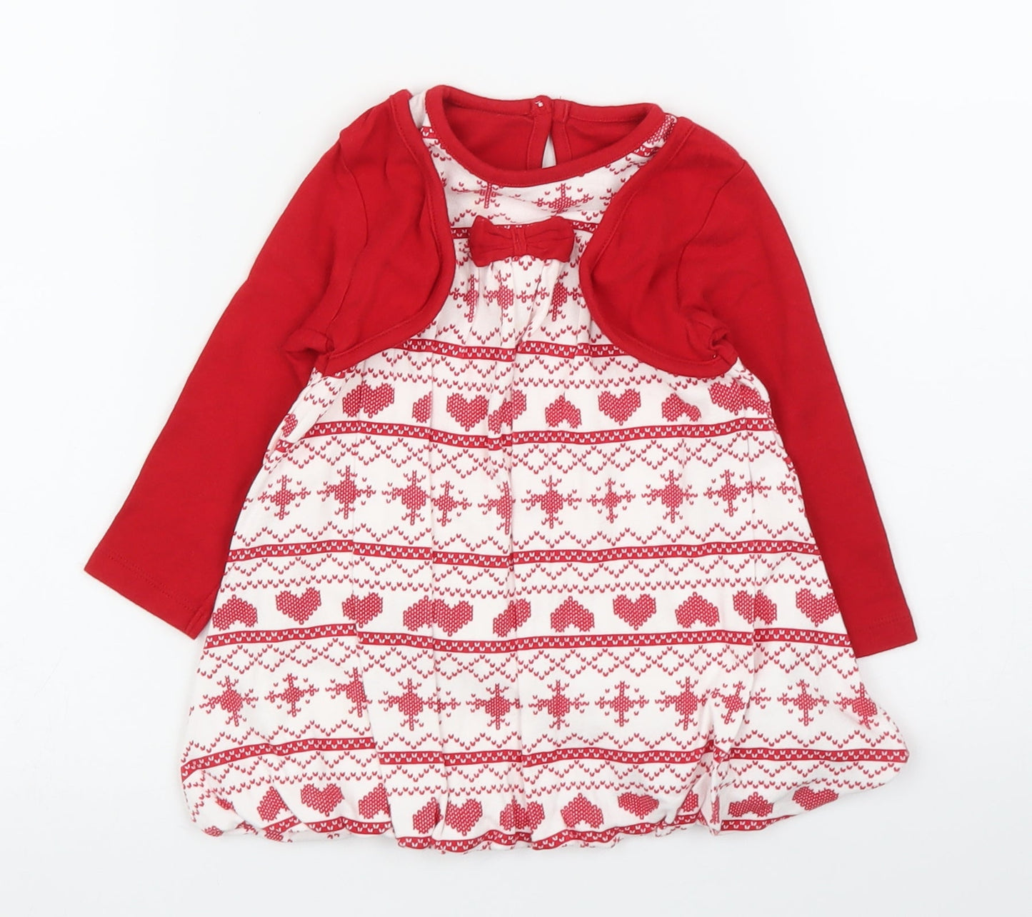 George Girls Red Fair Isle  A-Line  Size 9-12 Months