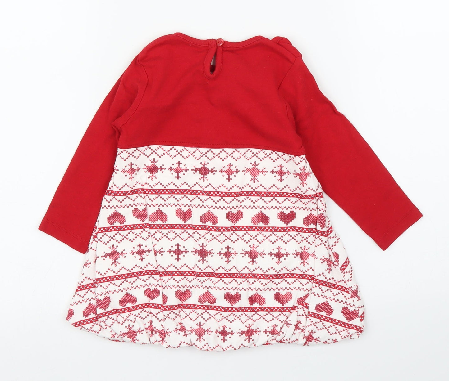 George Girls Red Fair Isle  A-Line  Size 9-12 Months