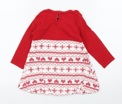 George Girls Red Fair Isle  A-Line  Size 9-12 Months