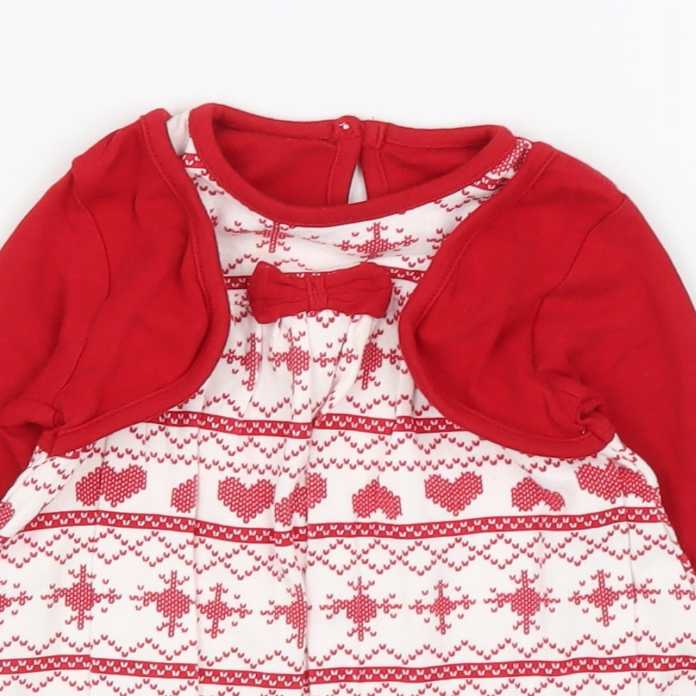George Girls Red Fair Isle  A-Line  Size 9-12 Months