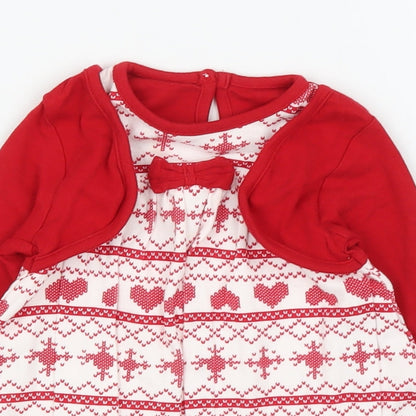 George Girls Red Fair Isle  A-Line  Size 9-12 Months