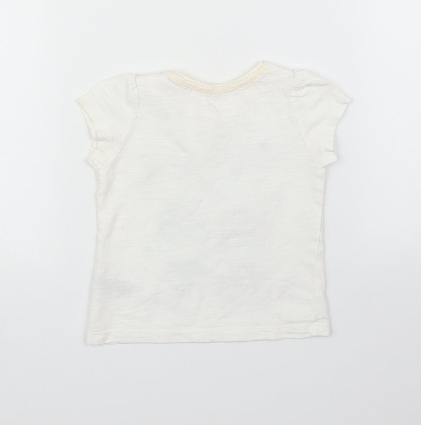 Mothercare Girls White   Basic T-Shirt Size 9-12 Months  - Rabbit
