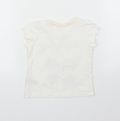 Mothercare Girls White   Basic T-Shirt Size 9-12 Months  - Rabbit
