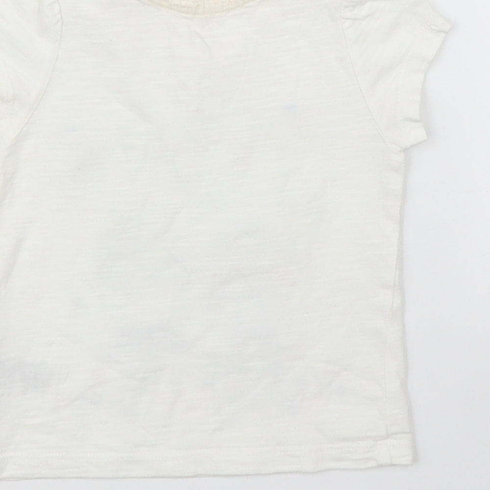 Mothercare Girls White   Basic T-Shirt Size 9-12 Months  - Rabbit