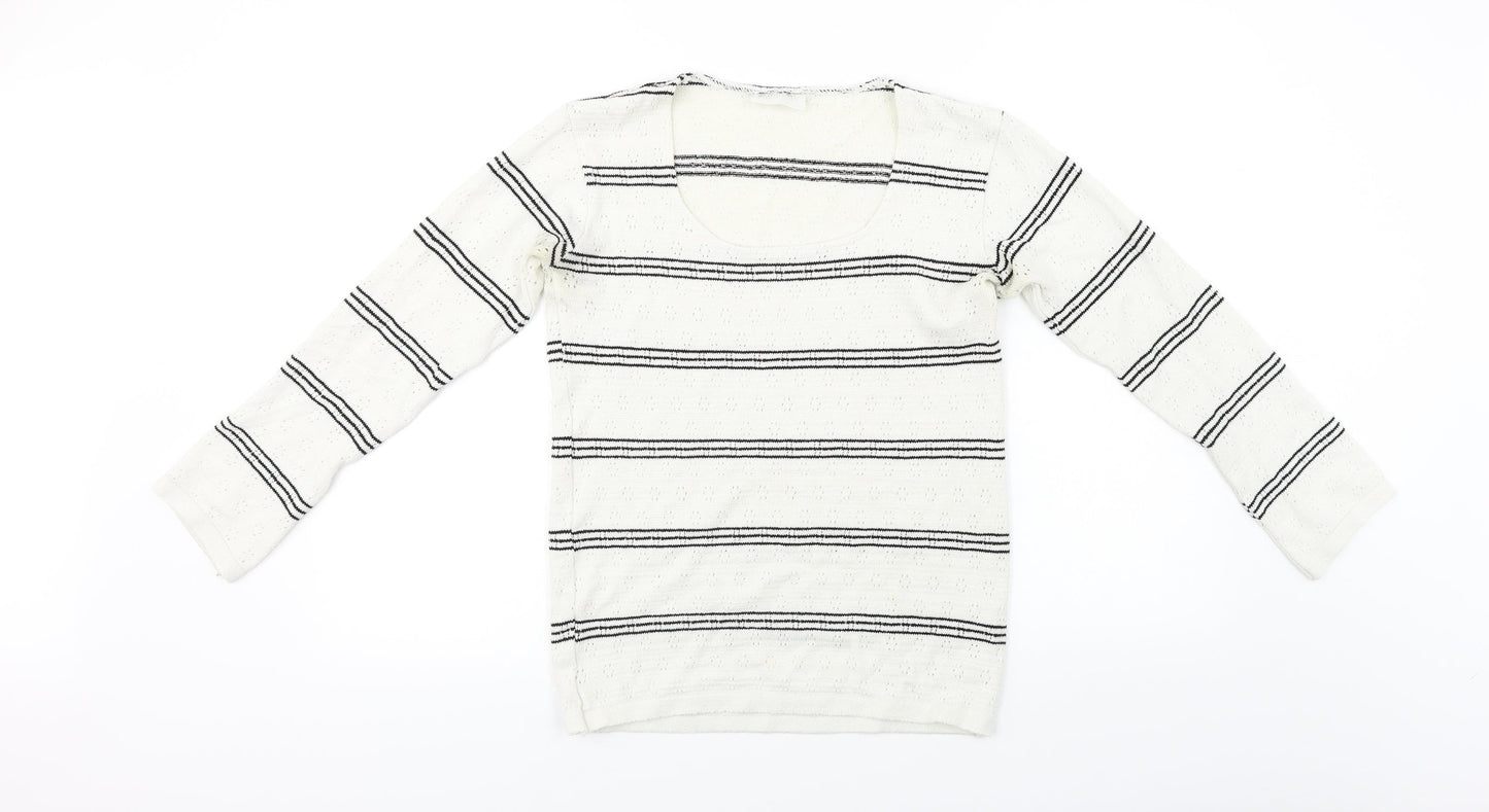 commodity Womens White Striped  Pullover Jumper Size 4