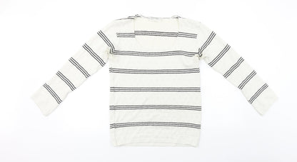 commodity Womens White Striped  Pullover Jumper Size 4