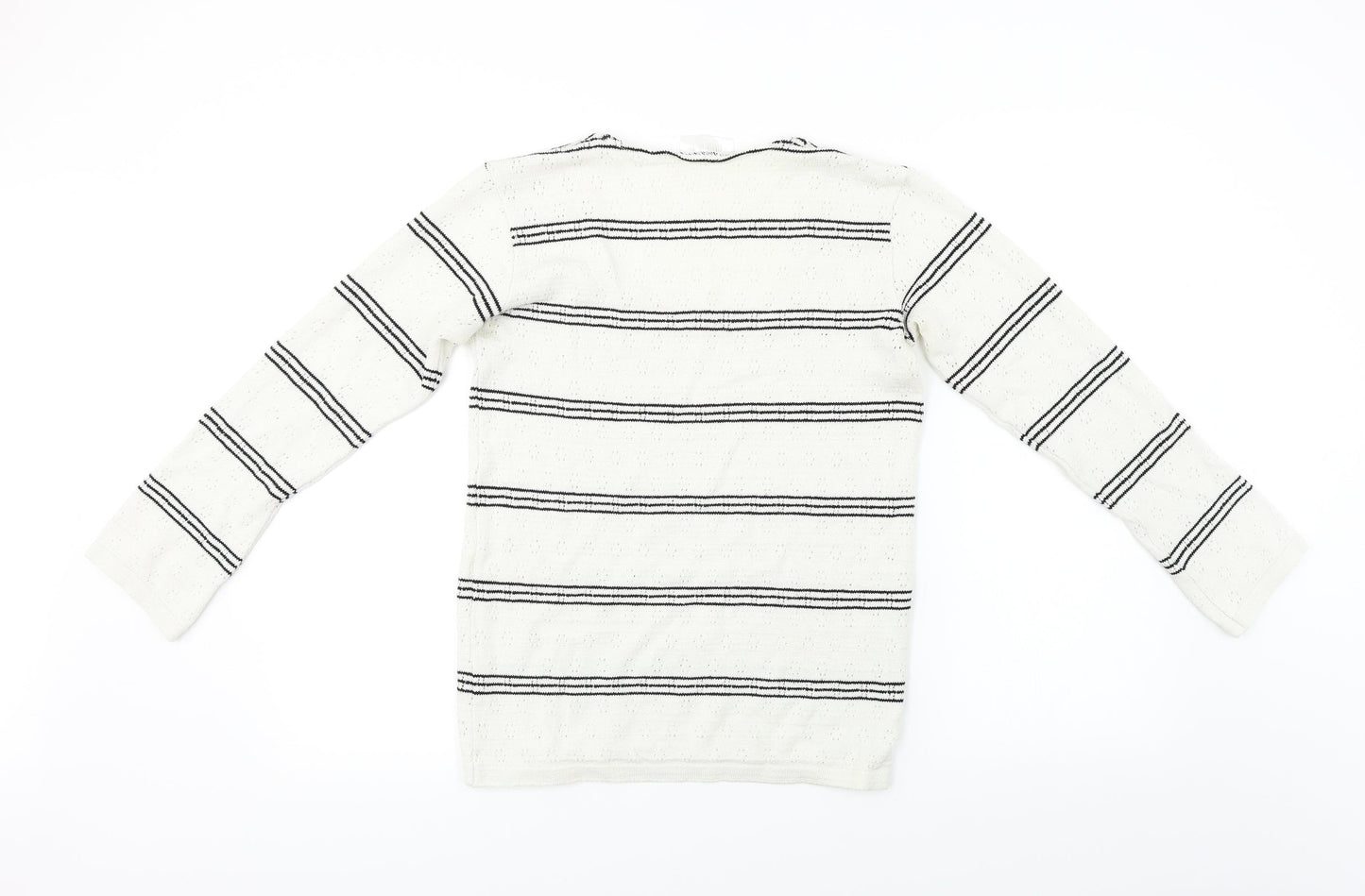 commodity Womens White Striped  Pullover Jumper Size 4