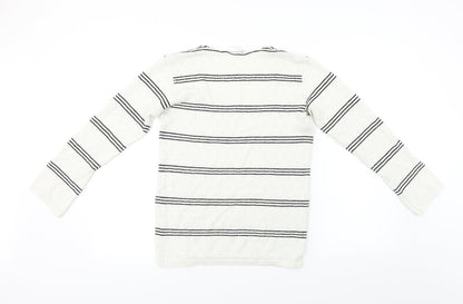 commodity Womens White Striped  Pullover Jumper Size 4