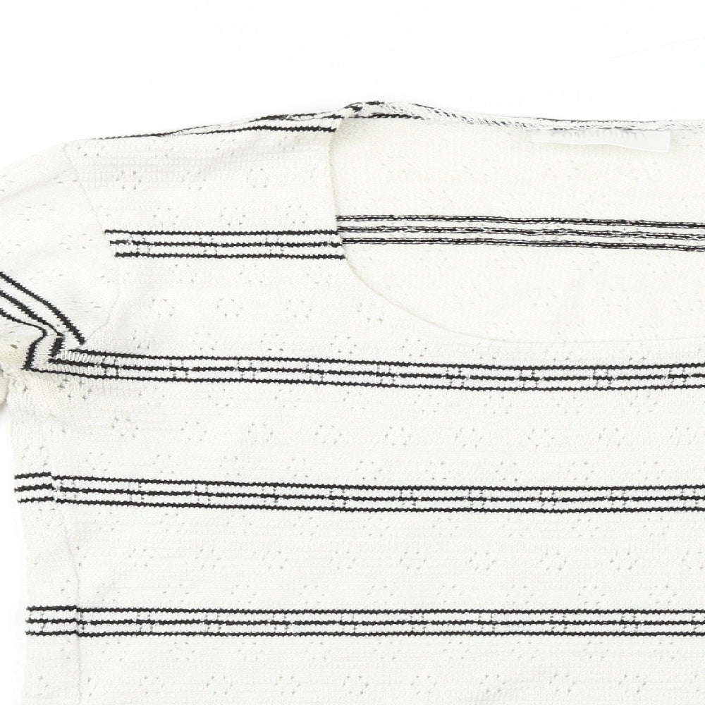 commodity Womens White Striped  Pullover Jumper Size 4