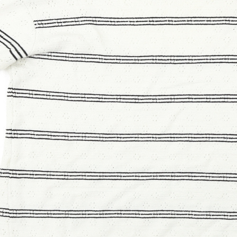commodity Womens White Striped  Pullover Jumper Size 4