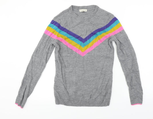 F&F  Womens Grey Striped  Pullover Jumper Size 6