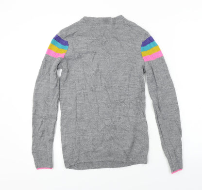 F&F  Womens Grey Striped  Pullover Jumper Size 6