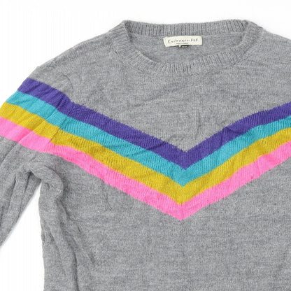 F&F  Womens Grey Striped  Pullover Jumper Size 6