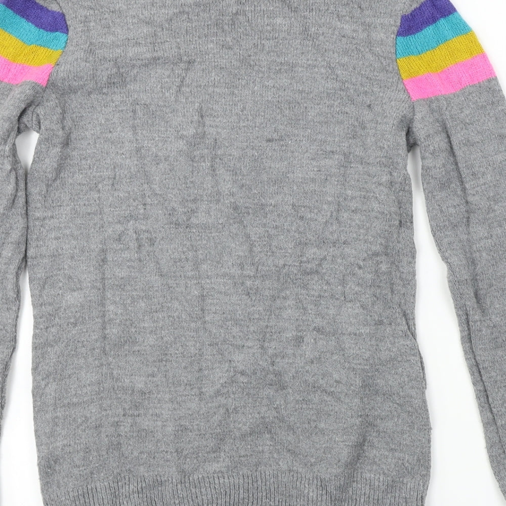 F&F  Womens Grey Striped  Pullover Jumper Size 6