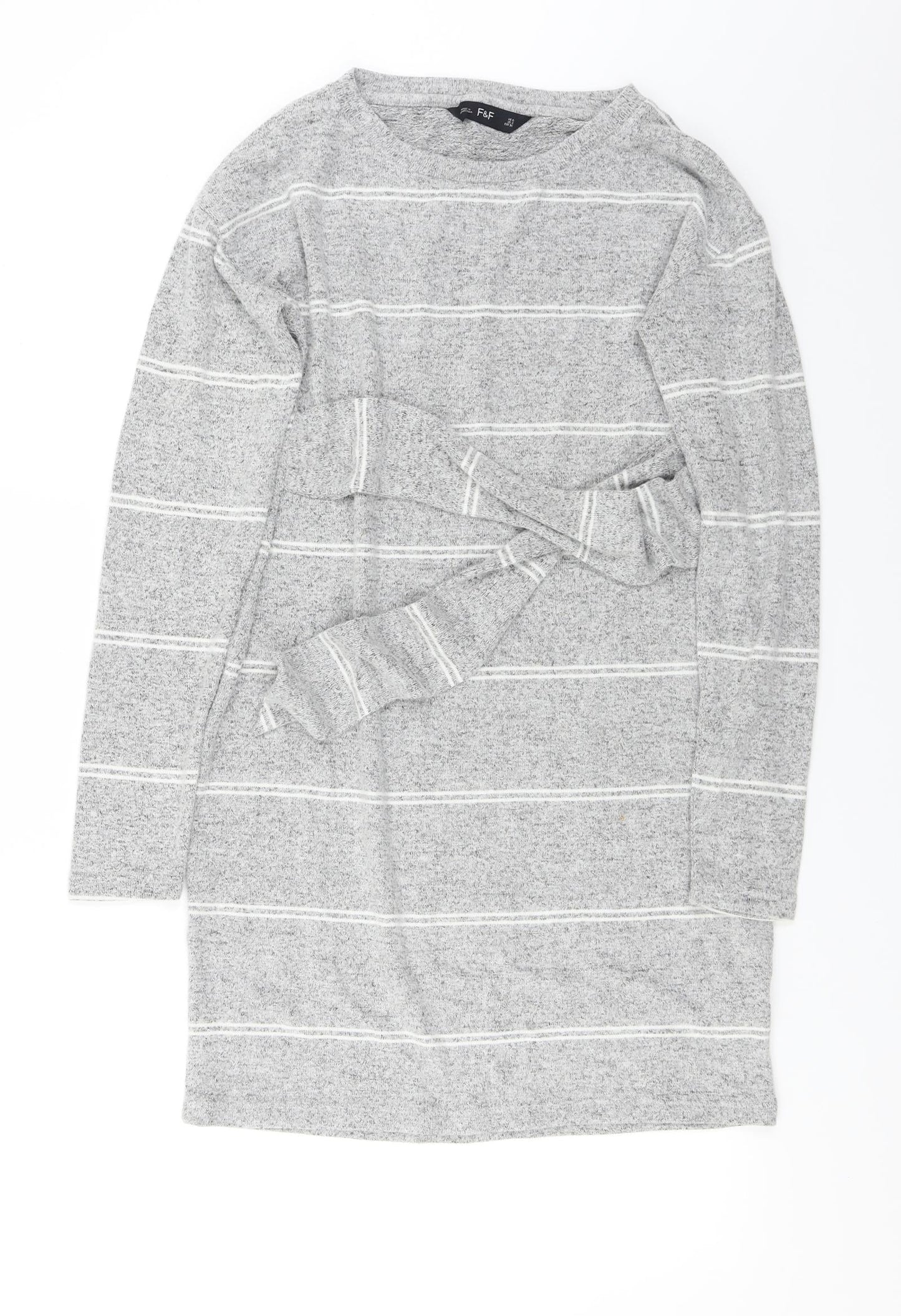 F&F Womens Grey Striped  A-Line  Size 6