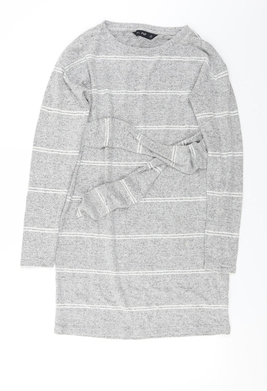 F&F Womens Grey Striped  A-Line  Size 6