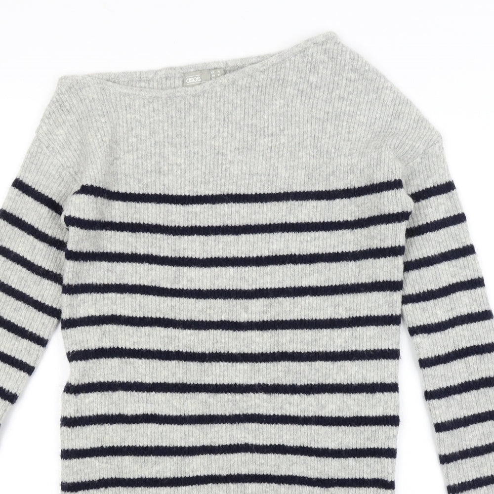 ASOS Womens Grey Striped  Pullover Jumper Size 6