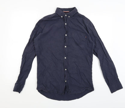 Mens UK Size S Brunswick Garments Blue  Button-Up Long Sleeve Casual Shirt
