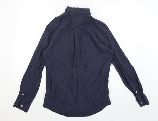 Mens UK Size S Brunswick Garments Blue  Button-Up Long Sleeve Casual Shirt