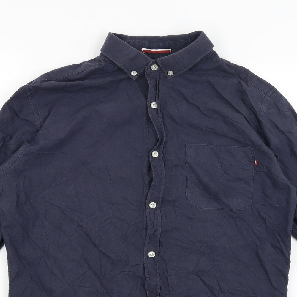 Mens UK Size S Brunswick Garments Blue  Button-Up Long Sleeve Casual Shirt