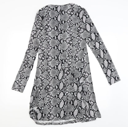 New Look Womens Black Animal Print  T-Shirt Dress  Size 12