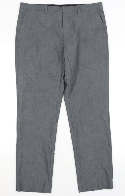 Burton Menswear Mens Grey   Dress Pants Trousers Size 34 in L30 in