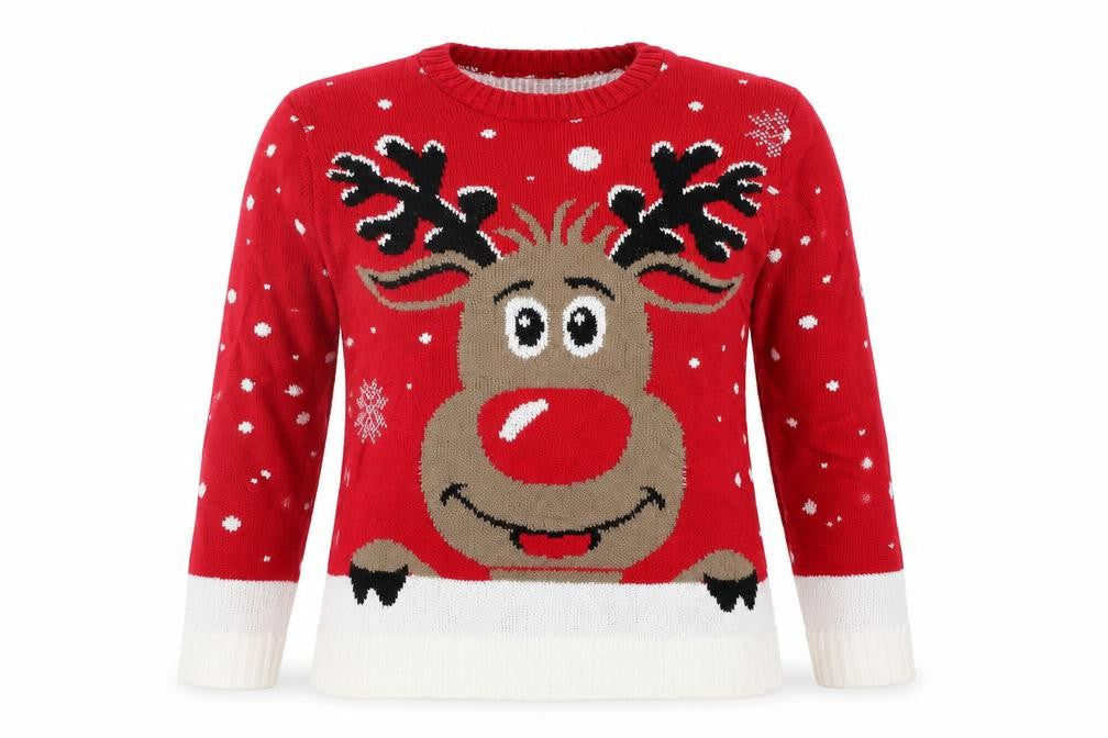Womens UK Size M Glimpse Design Red Pullover Jumper