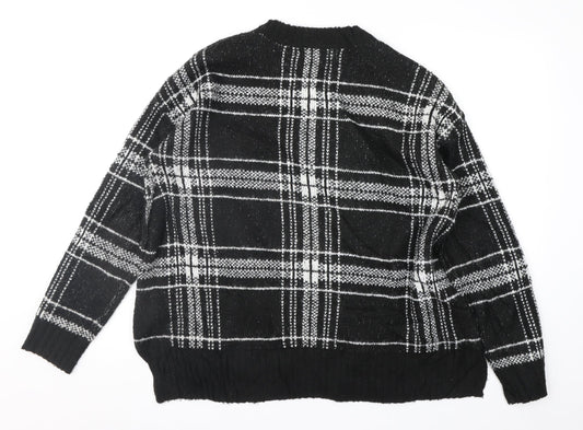 Marks and Spencer Womens Black Geometric  Pullover Jumper Size M