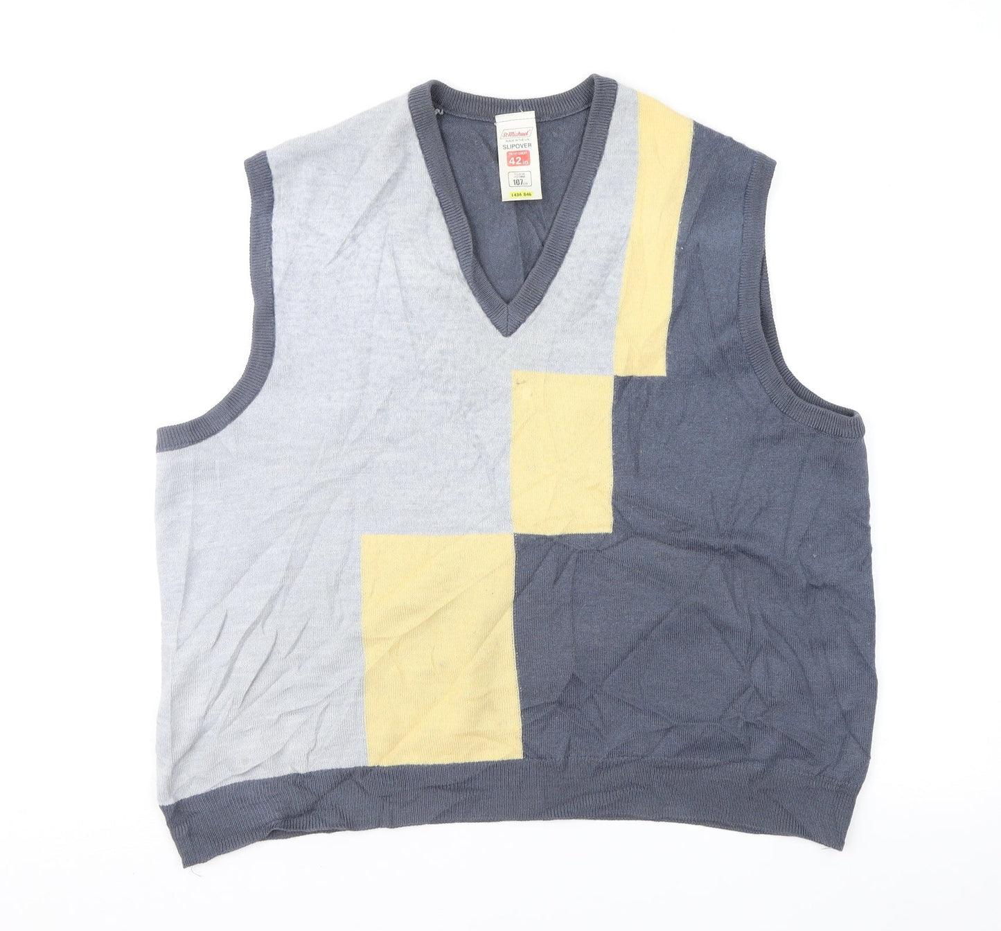 St Michael Mens Grey Geometric  Vest Jumper