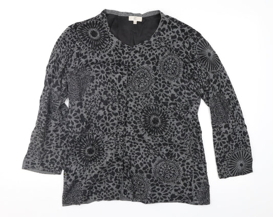 Country Casuals Womens Grey Geometric  Cardigan Jumper Size L