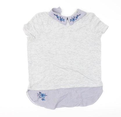 TU Womens Grey Striped  Pullover Jumper Size 12