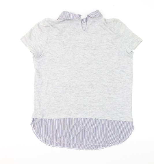 TU Womens Grey Striped  Pullover Jumper Size 12