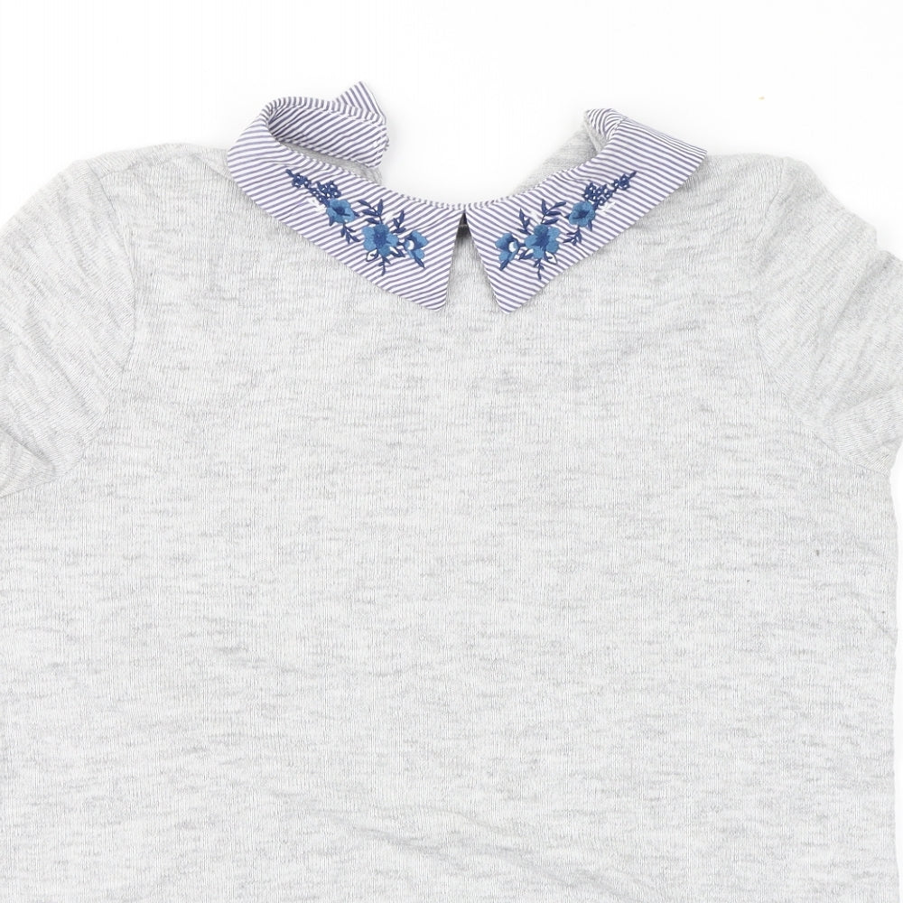 TU Womens Grey Striped  Pullover Jumper Size 12