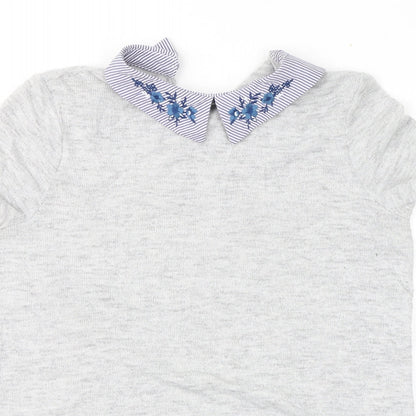 TU Womens Grey Striped  Pullover Jumper Size 12