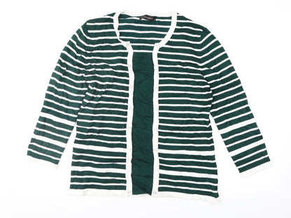 Just Elegance Womens Green Striped  Pullover Jumper Size M
