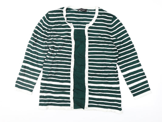 Just Elegance Womens Green Striped  Pullover Jumper Size M