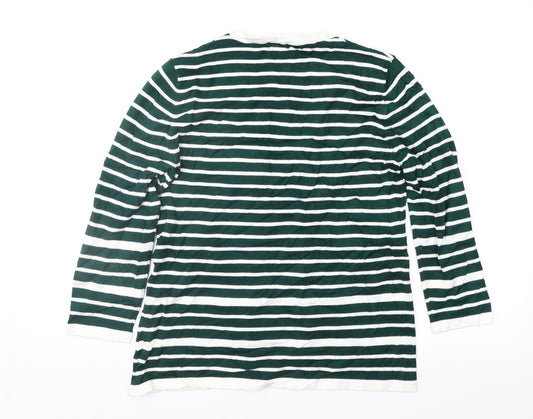 Just Elegance Womens Green Striped  Pullover Jumper Size M