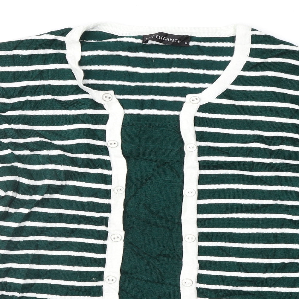 Just Elegance Womens Green Striped  Pullover Jumper Size M