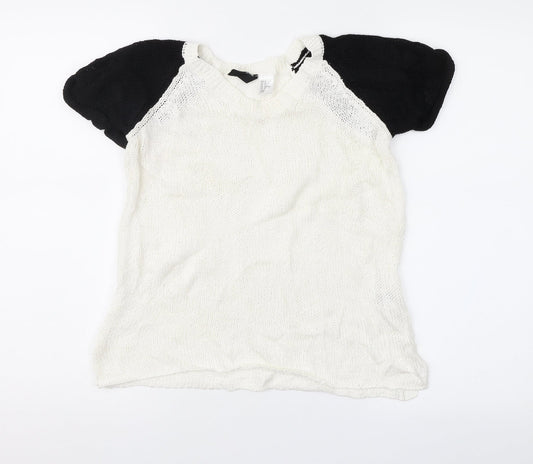 Womens UK Size S Divided White Pullover Jumper
