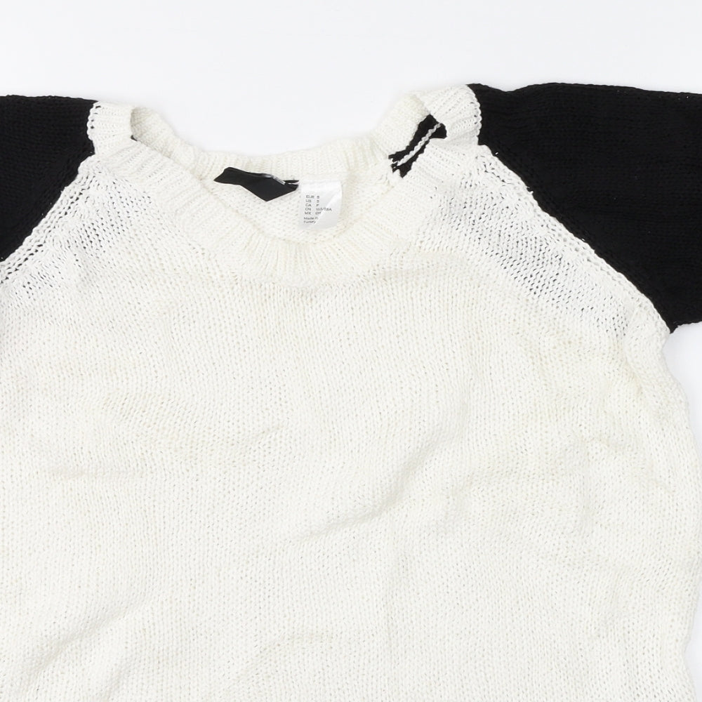 Womens UK Size S Divided White Pullover Jumper