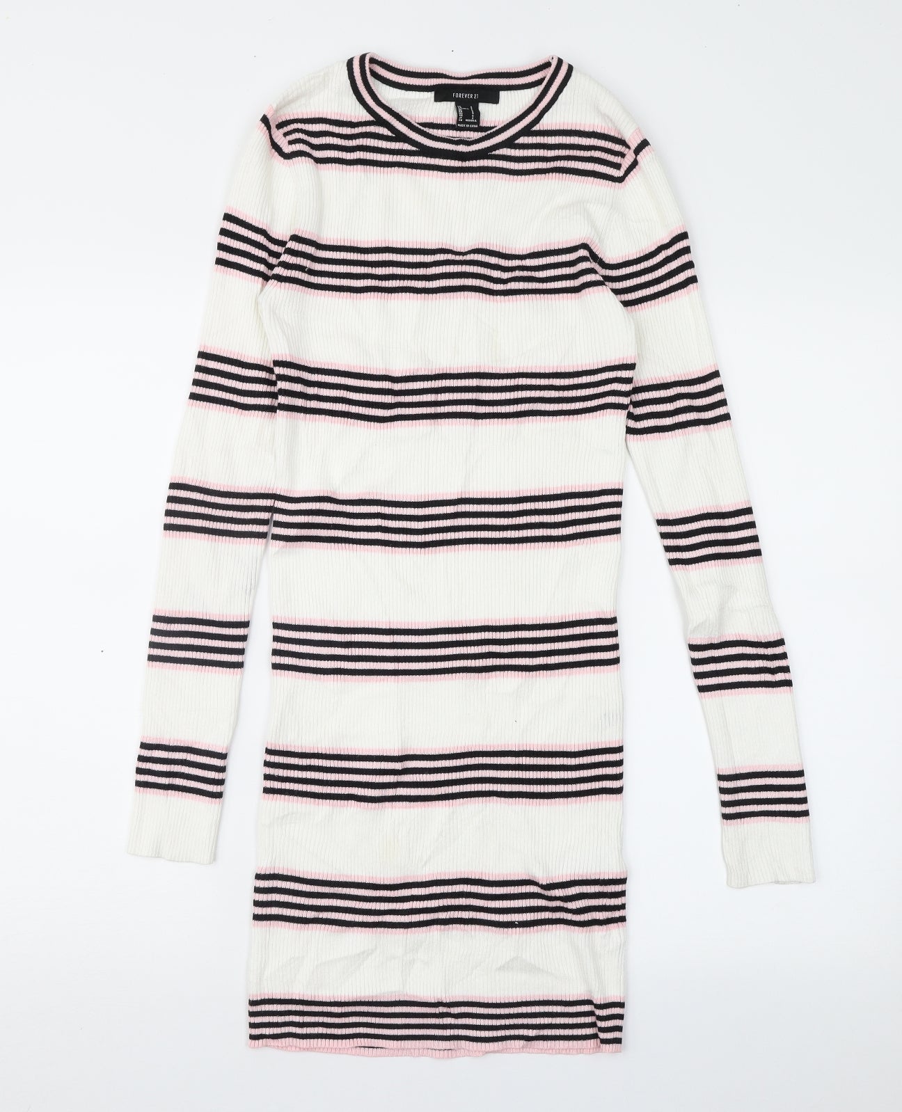 FOREVER 21 Womens Ivory Striped  Jumper Dress  Size 6