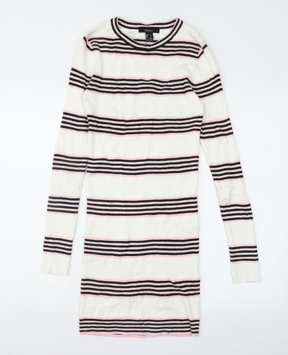 FOREVER 21 Womens Ivory Striped  Jumper Dress  Size 6
