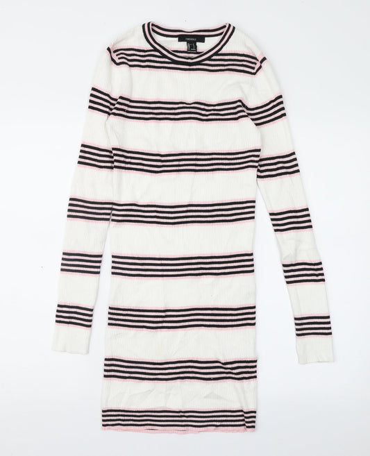 FOREVER 21 Womens Ivory Striped  Jumper Dress  Size 6