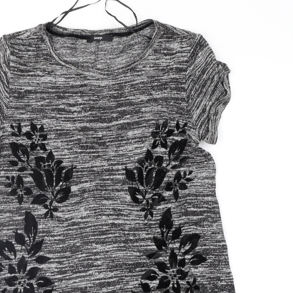George Womens Grey Floral  Tunic Jumper Size 12