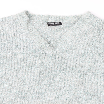 Womens UK Size 8 Fashion Union Green Pullover Jumper