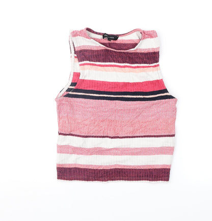 Womens UK Size 10 New Look Pink Cropped Blouse