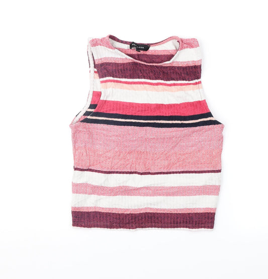 Womens UK Size 10 New Look Pink Cropped Blouse