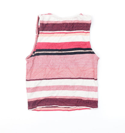 Womens UK Size 10 New Look Pink Cropped Blouse