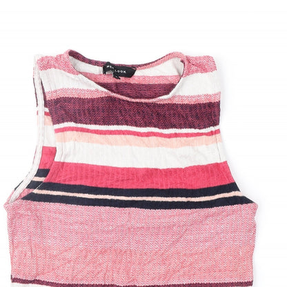 Womens UK Size 10 New Look Pink Cropped Blouse