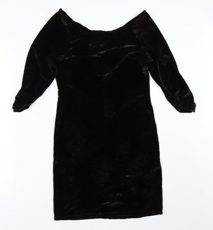 River Island Womens Black  Velour Bodycon  Size 12